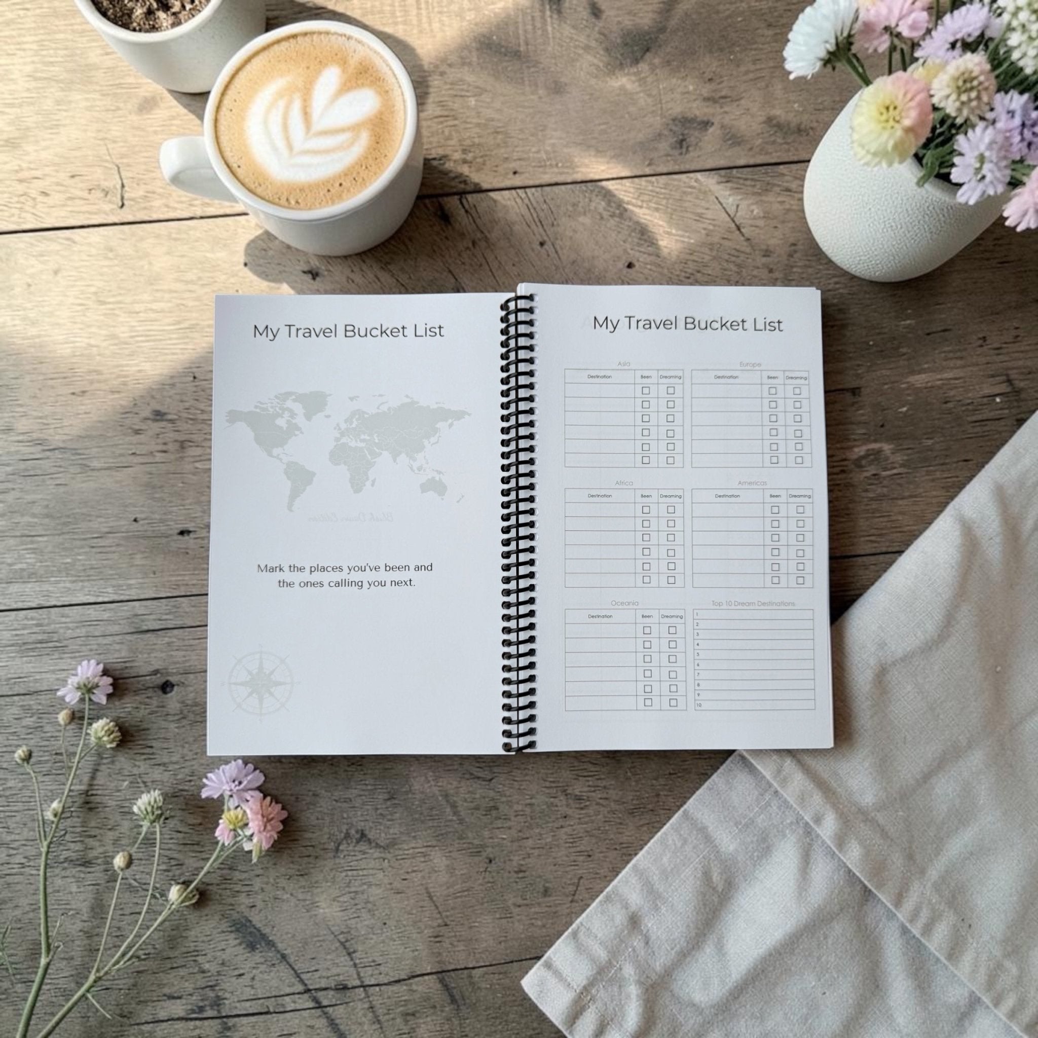 Blush Dawn Edition | Portable Travel Planner Travel Journal by Journey & Bloom UK