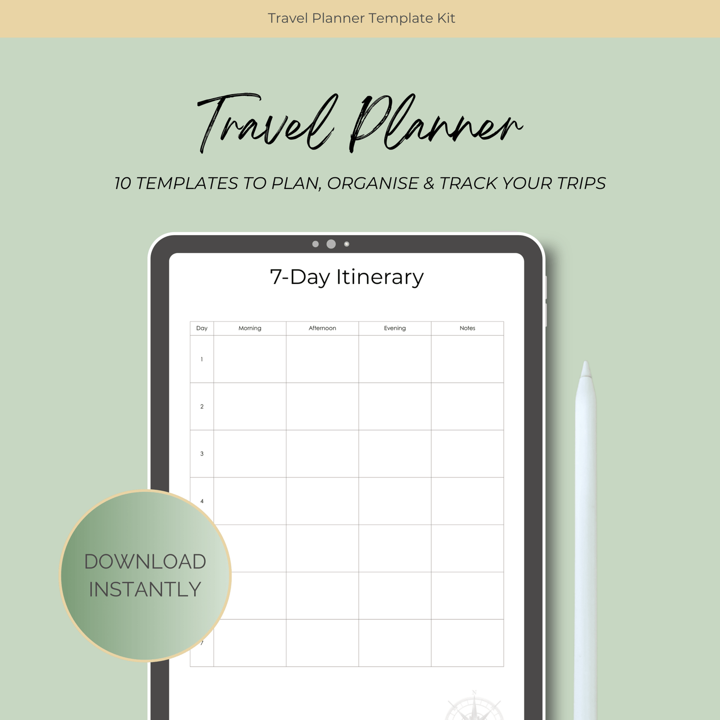 Printable Travel Planner Kit Travel Journal by Journey & Bloom UK