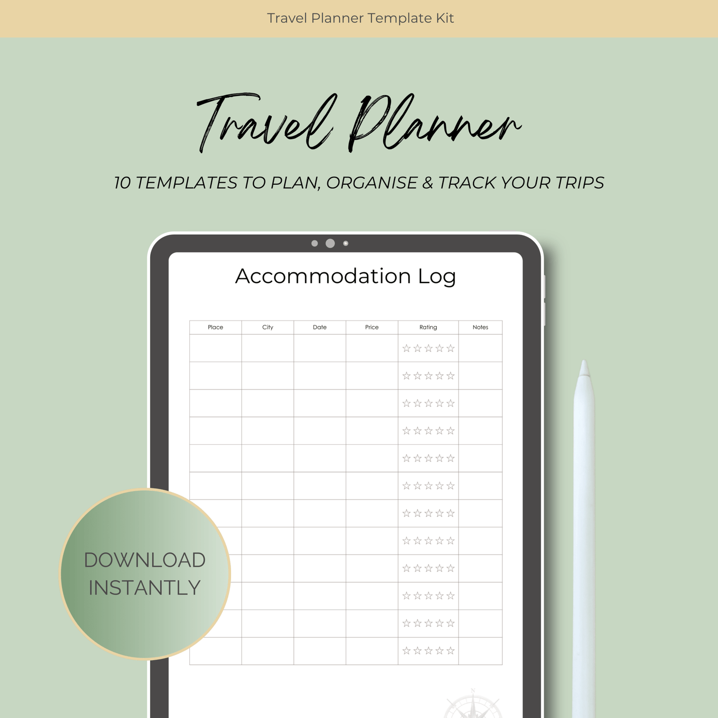 Printable Travel Planner Kit Travel Journal by Journey & Bloom UK