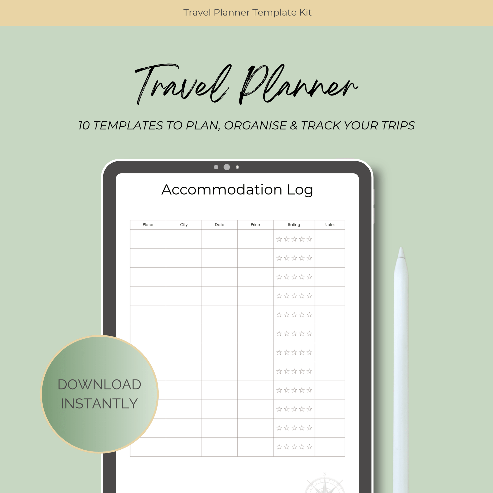 Printable Travel Planner Kit Travel Journal by Journey & Bloom UK