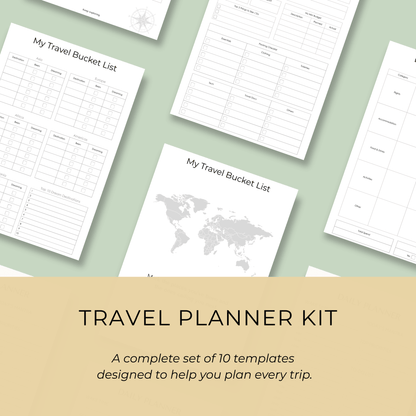 Printable Travel Planner Kit Travel Journal by Journey & Bloom UK