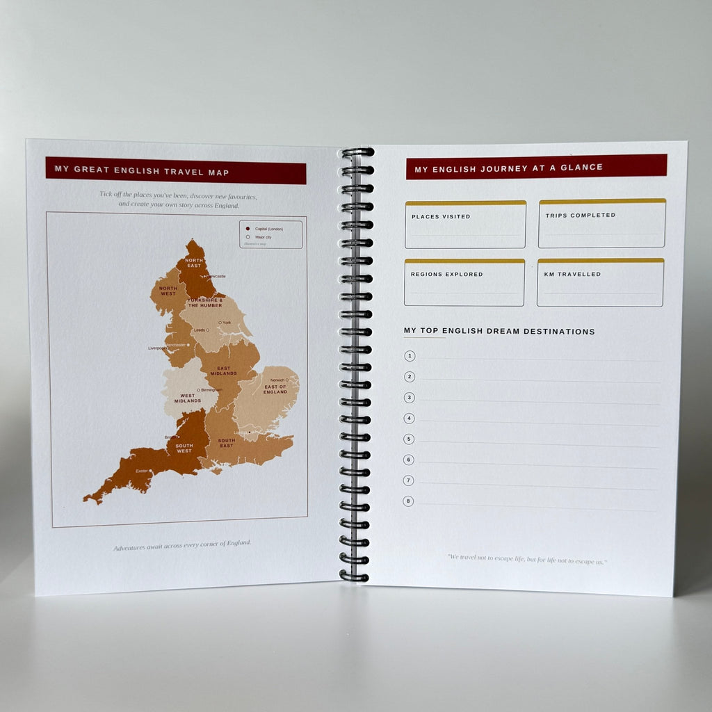 The English Trip Tracker | Travel Planner & Adventure Journal Travel Journal by Journey & Bloom UK