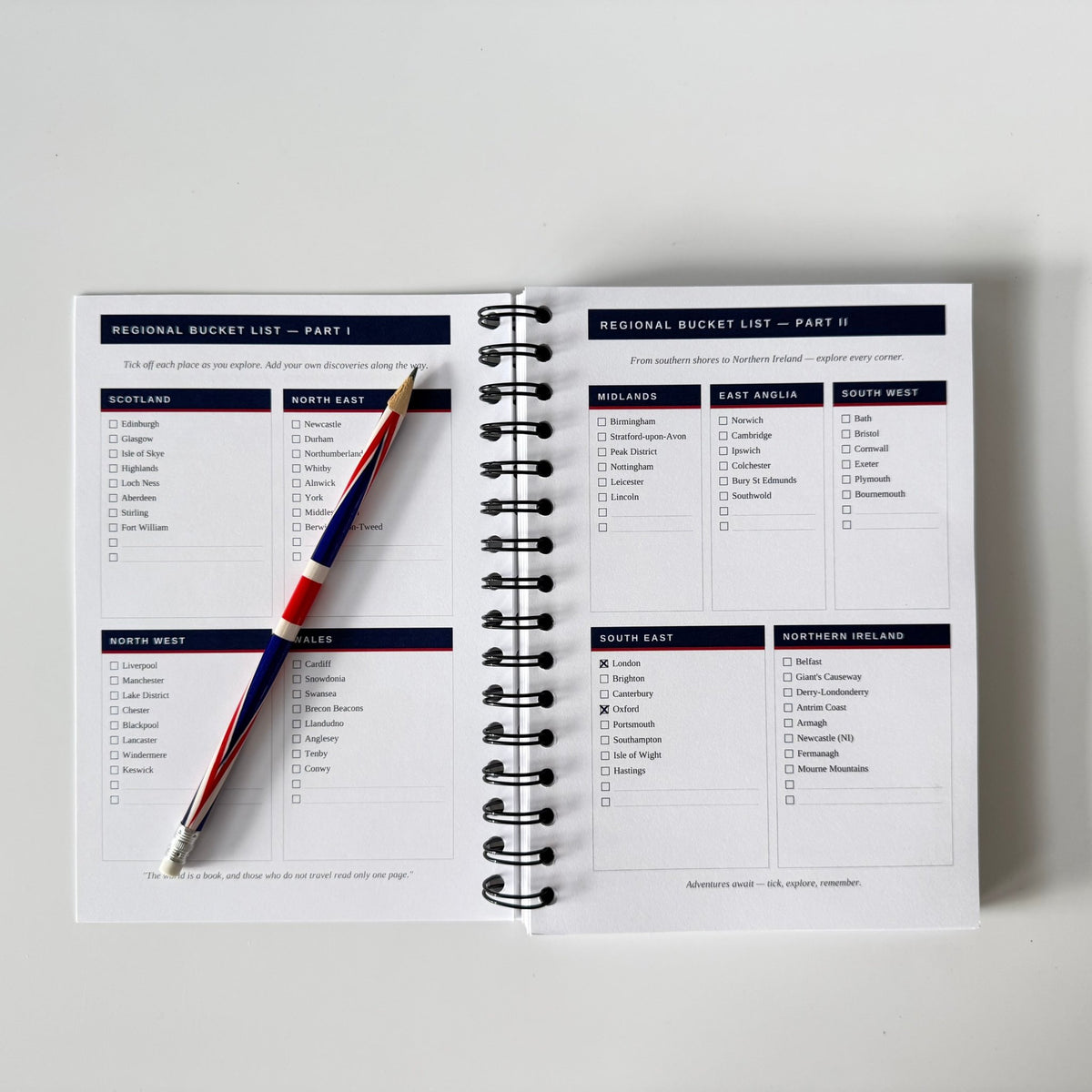 The Great British Collection | Trip Tracker + Travel Notes Set Travel Journal by Journey & Bloom UK