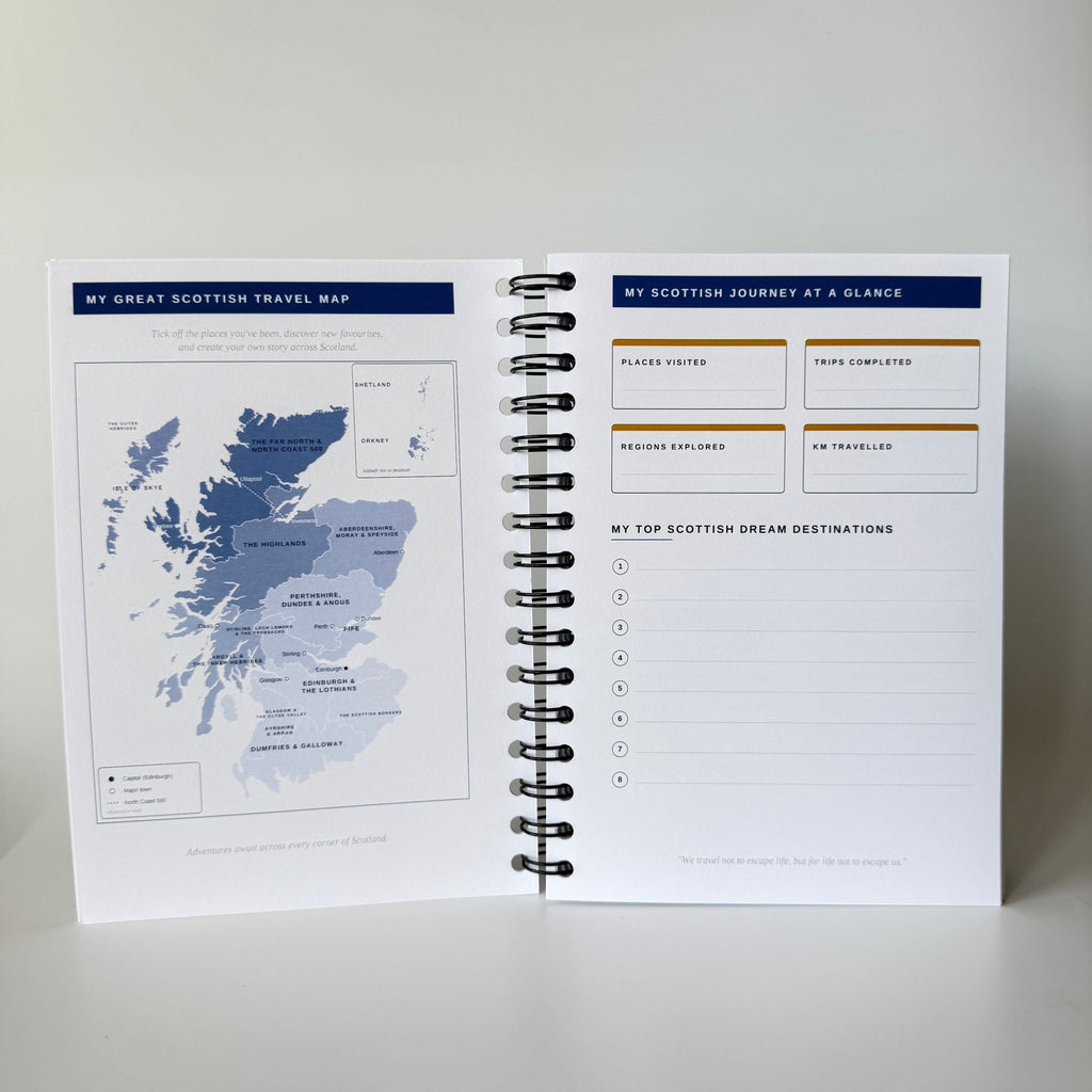 The Scottish Trip Tracker | Travel Planner & Adventure Journal Travel Journal by Journey & Bloom UK