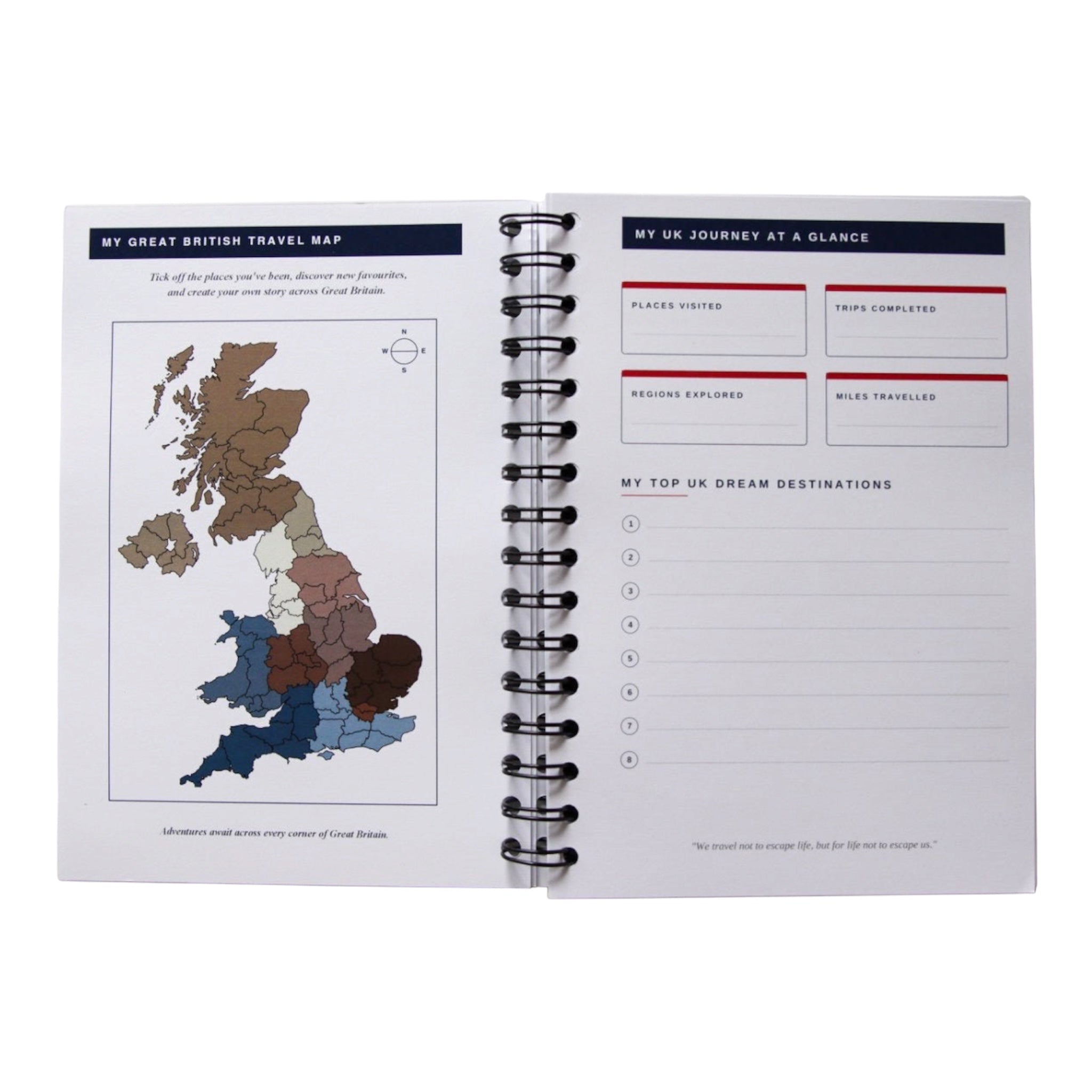 UK Travel Planner & Staycation Journal | Great British Trip Tracker Travel Journal by Journey & Bloom UK