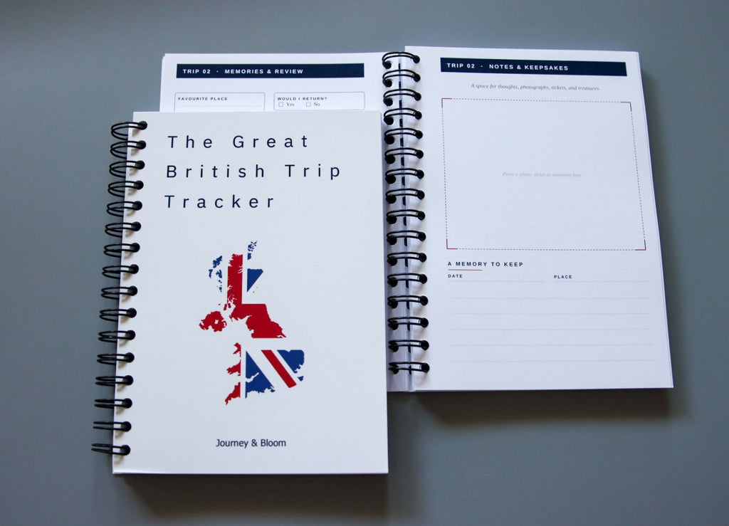 UK Travel Planner & Staycation Journal | Great British Trip Tracker Travel Journal by Journey & Bloom UK