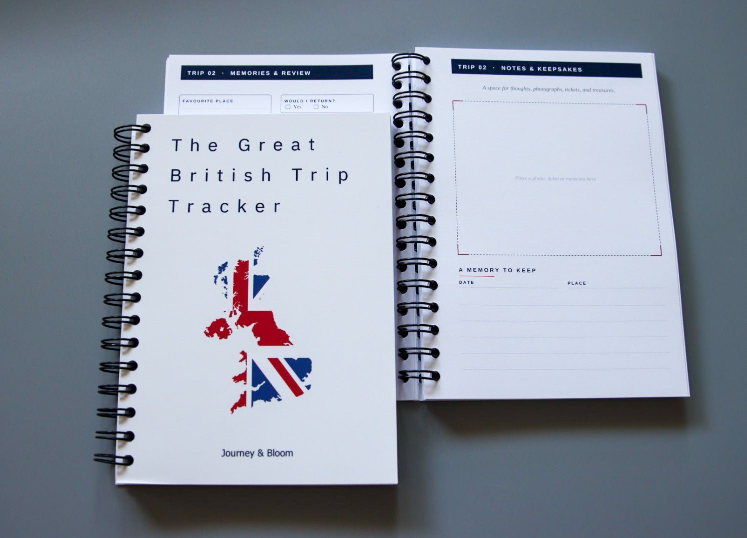 UK Travel Planner & Staycation Journal | Great British Trip Tracker Travel Journal by Journey & Bloom UK