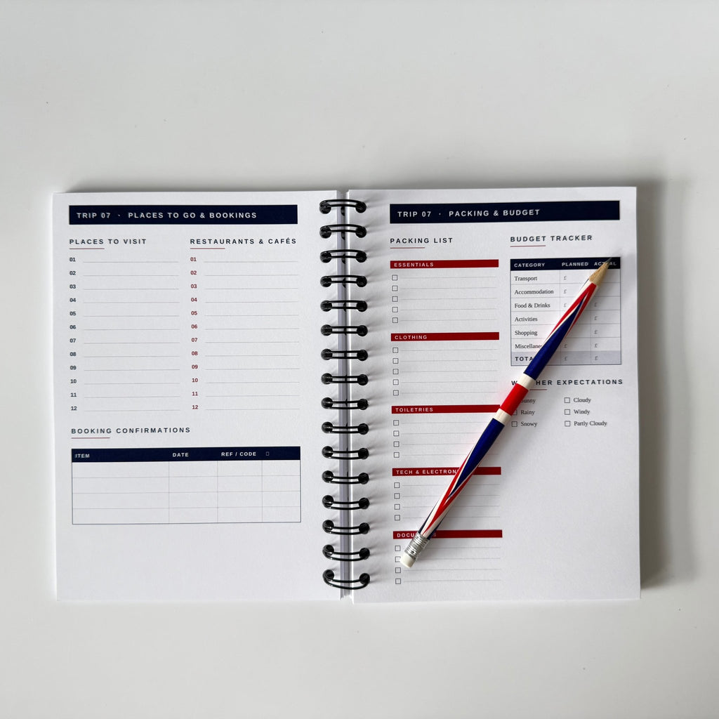 UK Travel Planner & Staycation Journal | Great British Trip Tracker Travel Journal by Journey & Bloom UK