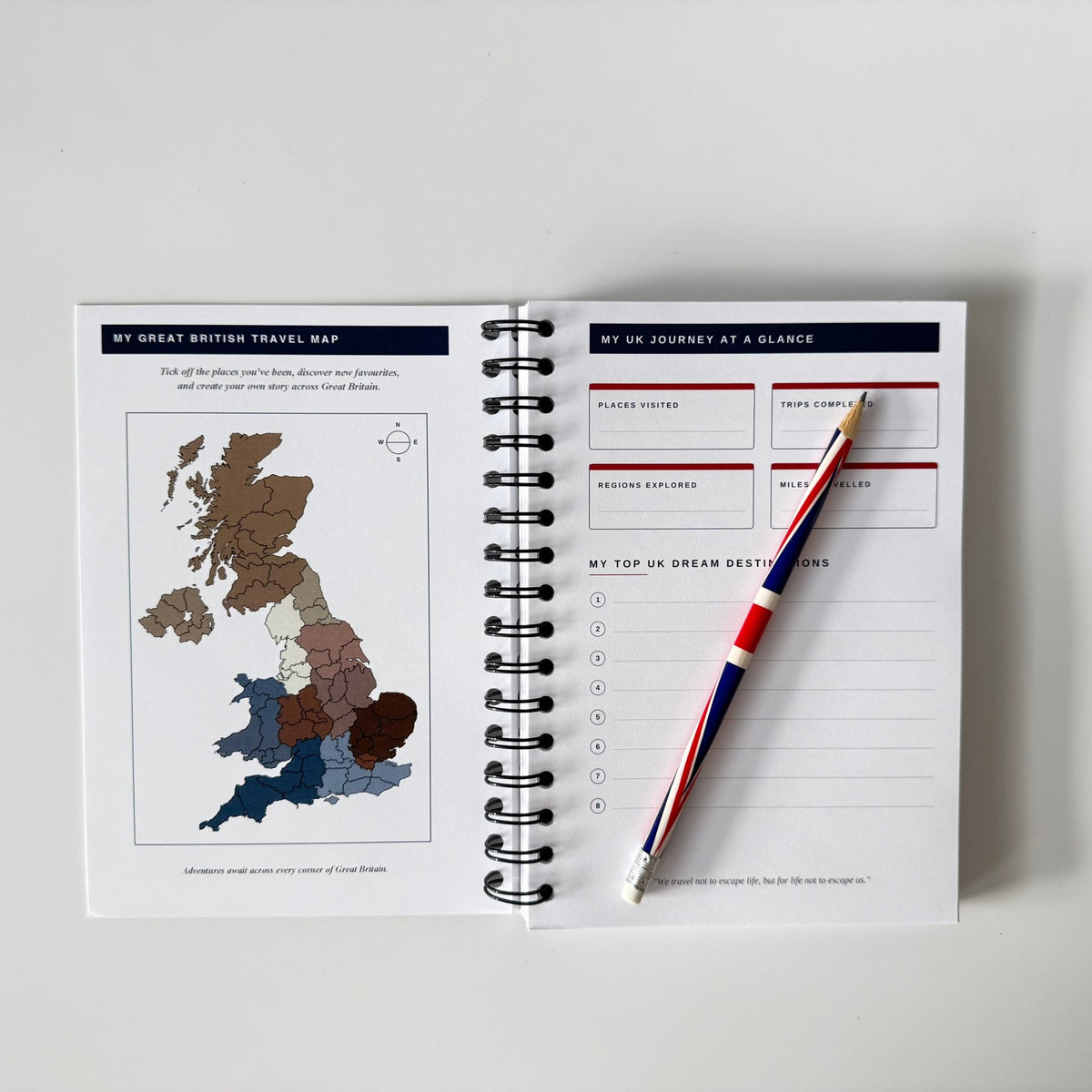 UK Travel Planner & Staycation Journal | Great British Trip Tracker Travel Journal by Journey & Bloom UK